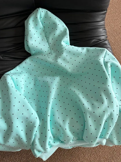 Women’s Y2K Star & Polka Dot Hoodie - Loose Casual Letter Print Sweatshirt Jacket