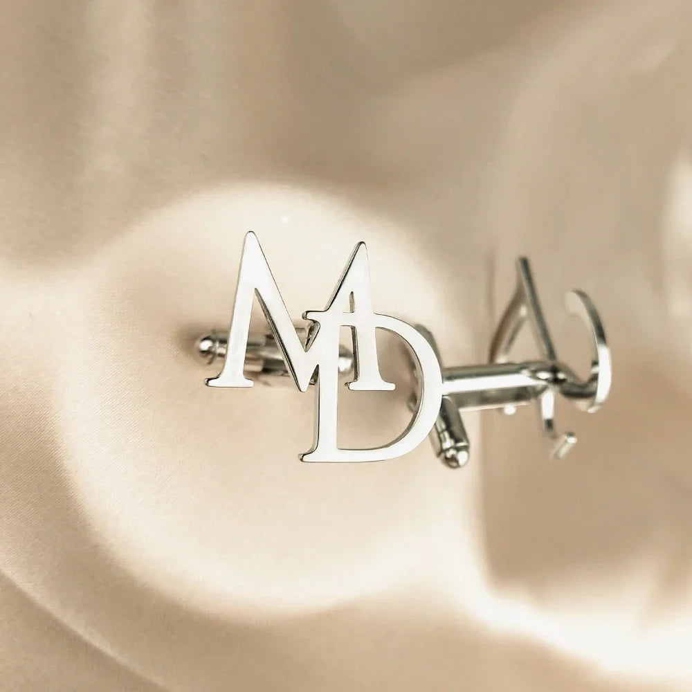 Custom Initials Cufflinks for Men - Personalized Wedding Groom Suit Buttons, Gentleman Accessories