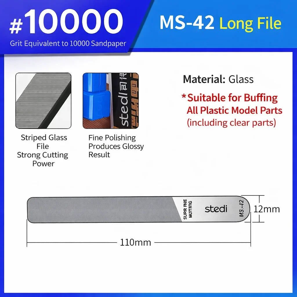 Stedi MS-46 Glass File Grinding Tool – Washable Durable Model Polisher for Military Kits, Optional #320–#1000 Mesh