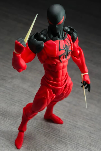 Mess Toys Scarlet Spider Action Figure – Kaine Parker Black Suit Symbiote Anime Collectible Toy Gift