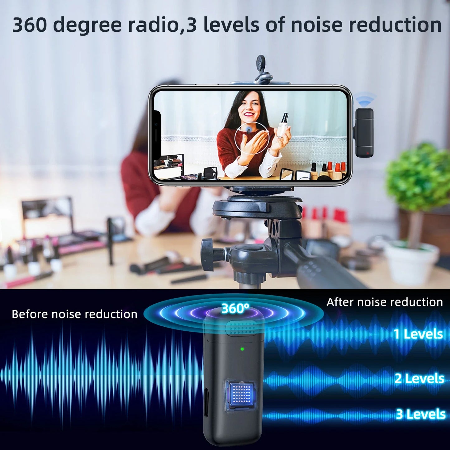 Wireless Lavalier Microphone with Charging Case – Portable Audio & Video Recording Mic for iPhone, Android, Notebook, Live Streaming, Gaming