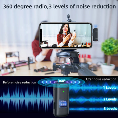 Wireless Lavalier Microphone with Charging Case – Portable Audio & Video Recording Mic for iPhone, Android, Notebook, Live Streaming, Gaming