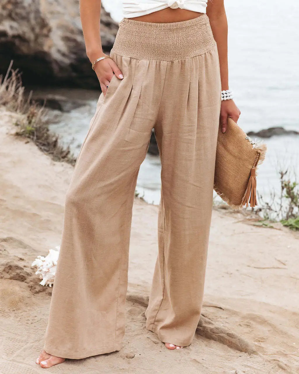 Trendy & Comfortable: RX6602 Autumn/Winter High Waist Cotton Hemp Casual Pants - Quick-Selling Elastic Waist Women's Fashion
