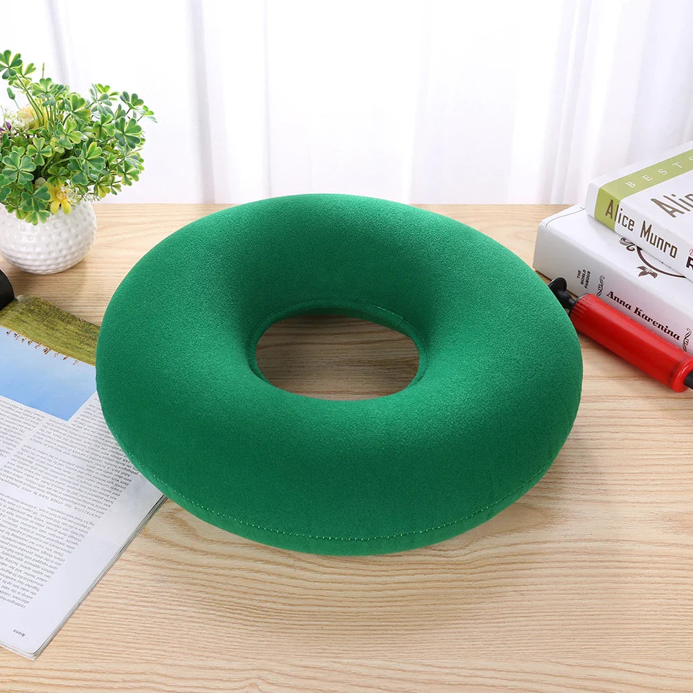 35cm Inflatable Hip Support Cushion – Medical Hemorrhoid Donut Seat Pad with Pump, Anti-Bedsore Round Massage Pillow