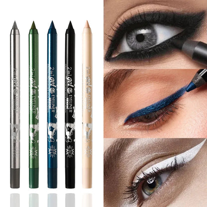Waterproof Long-Lasting Eyeliner Pencil – Colorful Gel Eye Liner Pen in Blue, Black & White for Makeup and Beauty