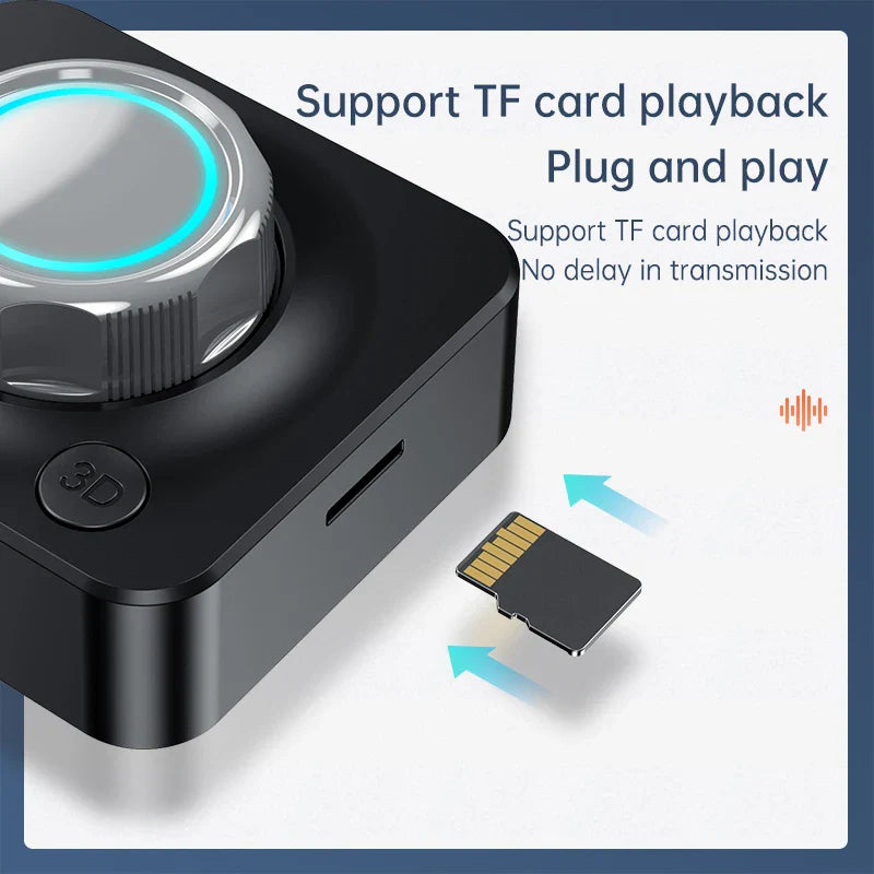 Bluetooth 5.0 Audio Receiver Wireless Adapter | 3D Stereo Music, TF Card, RCA & 3.5mm AUX for Car, Speaker, Amplifier, Headphones