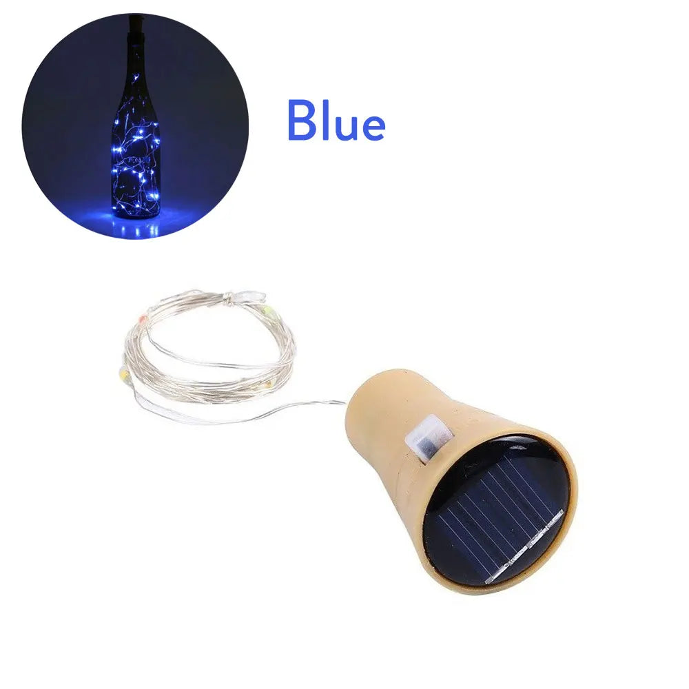 Solar Wine Bottle Lights – 10LED/15LED/20LED Cork Shape Fairy Lights, Copper Wire Garland for Christmas & Home Room Decoration