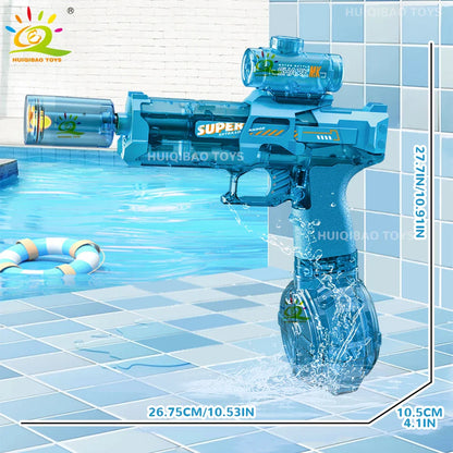 HUIQIBAO Electric Pulse Water Gun with LED Flame Effect – Automatic Sensor Water Pistol Outdoor Beach & Summer Battle Toy for Kids & Adults