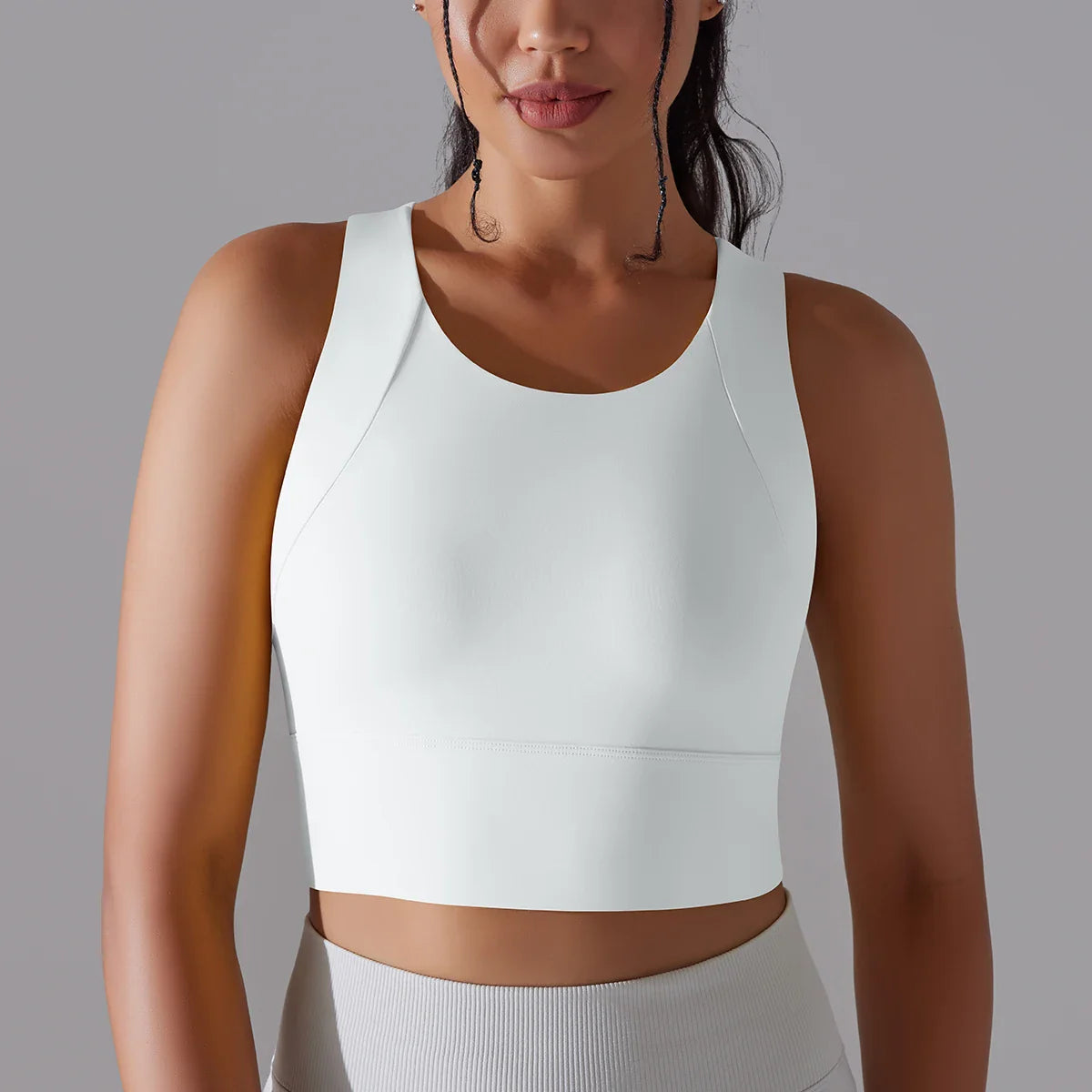 Women's Nylon Sports Bra – Elastic Yoga Crop Top, Stretch Gym Fitness Bra for Training & Activewear