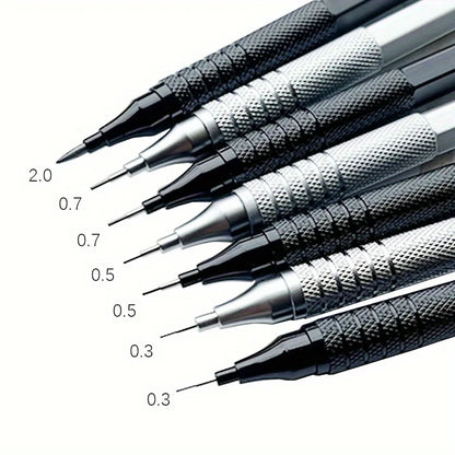 Low Center of Gravity Metal Mechanical Pencil Set – 0.3–2.0mm Lead Refills for Art, Sketching, Painting, and Writing