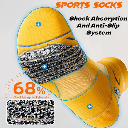 Professional Marathon Running Socks for Men – Thick Towel Bottom Sports Socks for Cycling & Basketball – Odor Control & Sweat Absorption Athletic Wear