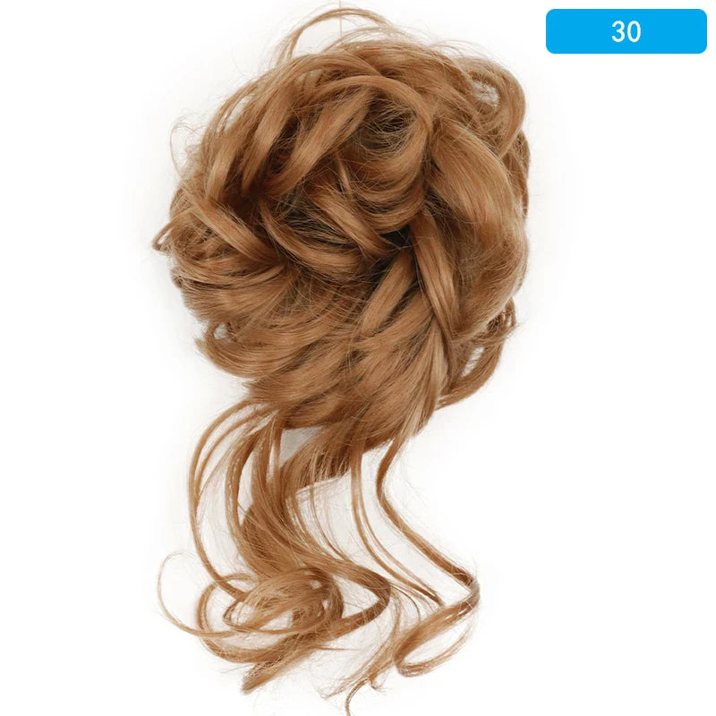 AZQUEEN Messy Bun Hair Extension – Synthetic Curly Wave Chignon Scrunchie, Elastic Band Updo Hairpiece for Women