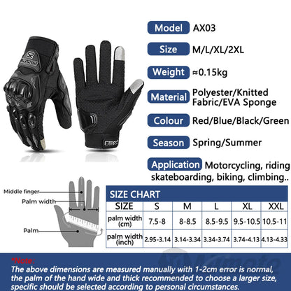Summer Breathable Full Finger Motorcycle Gloves - Non-Slip, Wear-Resistant Motocross Racing Gloves with Touch Screen Compatibility