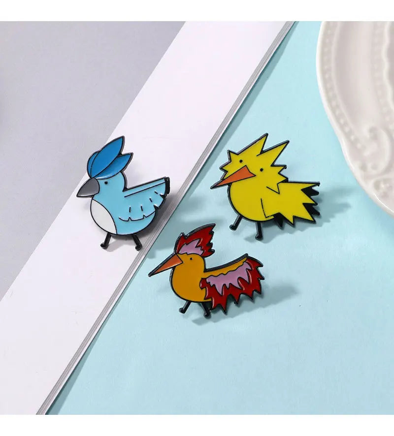 Cute Pokémon Three Holy Birds Cartoon Badge – Anime Flaming Bird Brooch for Clothes & Accessories