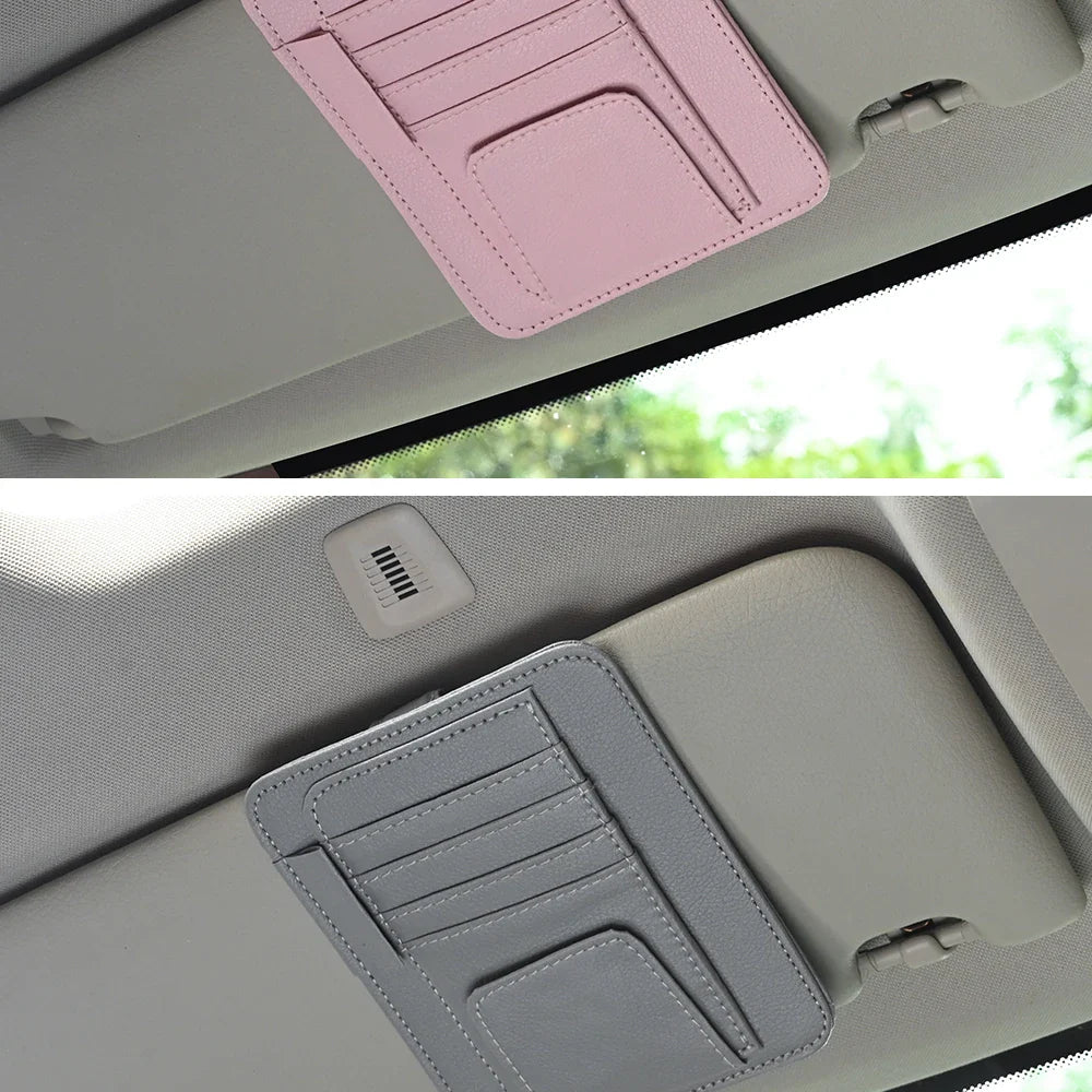 Car Visor Organizer – Multi-Pocket Pouch Bag for Cards, Glasses & Storage, Scratch-Resistant Auto Visor Holder for Car Interior