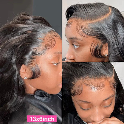 13x6 & 13x4 Deep Wave Human Hair Wig — 30-40 Inch HD Lace Frontal Body Wave & Curly Wigs for Black Women