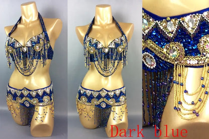 Sexy Belly Dance Costume Set for Women – 2-Piece Bra & Belt Outfit for Sizes 34D/DD,36D/DD,38/D/DDD,40B/C/D,42D/DD
