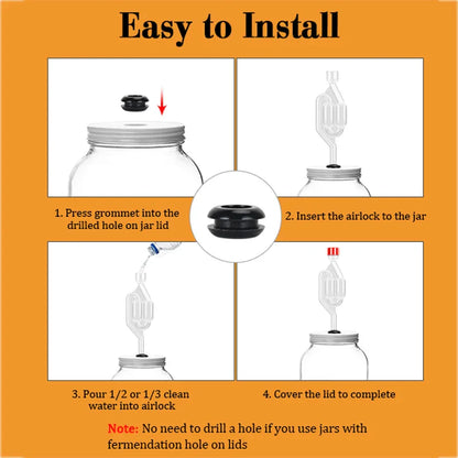 3PCS S-Shape Airlocks for Homebrewing – Bubble Airlock Carboys Stopper & Fermenter Seal Valve with Food-Grade Grommets for Wine Making