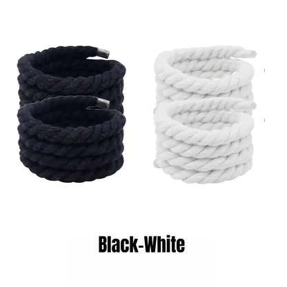 Round Thick Rope Shoelaces – High-Quality Polyester Cotton, Solid Color, 0.8cm Width, 120/140/160cm
