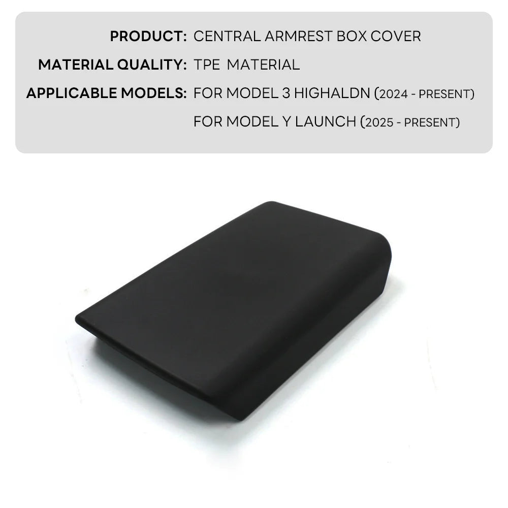Tesla Model Y 2025 & Model 3 Highland 2024 TPE Soft Case — Center Console Armrest Lid Cover, Interior Accessories