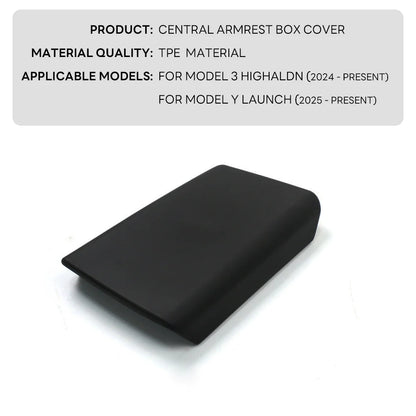 Tesla Model Y 2025 & Model 3 Highland 2024 TPE Soft Case — Center Console Armrest Lid Cover, Interior Accessories