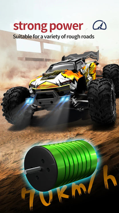 1:16 4WD RC Car – 70KM/H High-Speed Drift Monster Truck with LED, Remote Control, 4x4 for Kids, WLtoys 144001