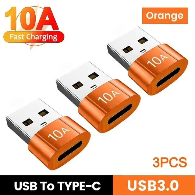 USB to Type-C Adapter — 10A OTG USB 3.0 Male to Female Converter for Fast Charging & Data Transfer, Compatible with MacBook, iPhone, Samsung