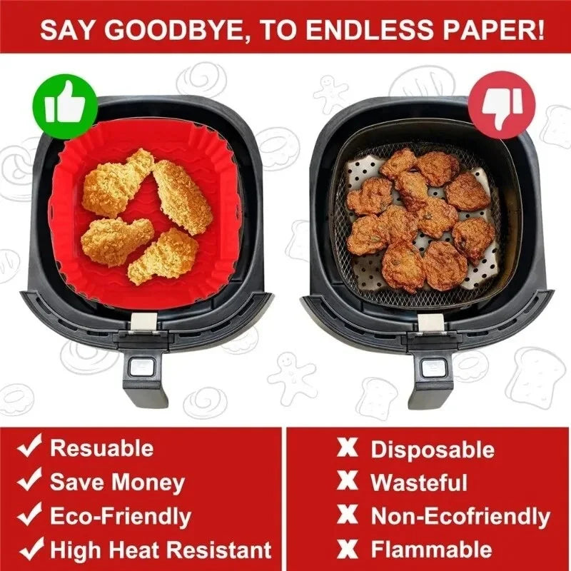 Silicone Air Fryer Accessories Set – Tray, Mat, Grill & Baking Pan for Pizza, Chicken & Oven Use