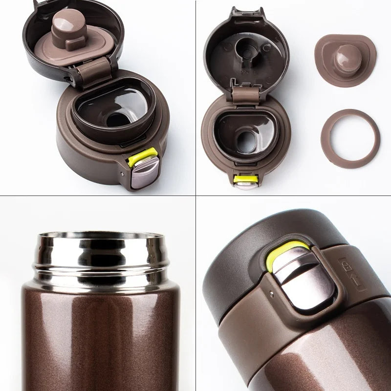 500ML Stainless Steel Vacuum Flask with Bouncing Cover - Thermos Cup for Coffee, Tea, and Milk