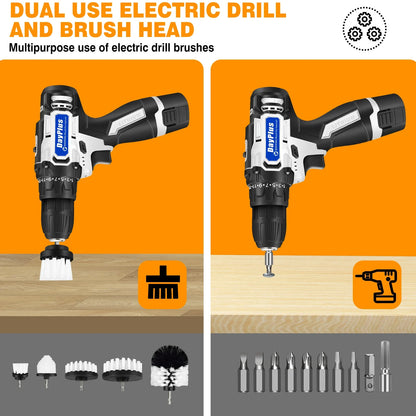Cordless Drill Brush Kit - All-Purpose Electric Spin Scrubber & Cleaning Brush for Drilling and Cleaning Tasks
