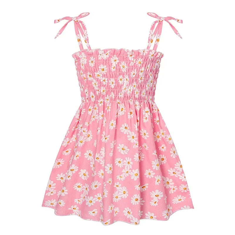 Summer Girls Princess Beach Dress – Strapless Floral Sleeveless Party & Casual Toddler Dress for Ages 1-6 Years