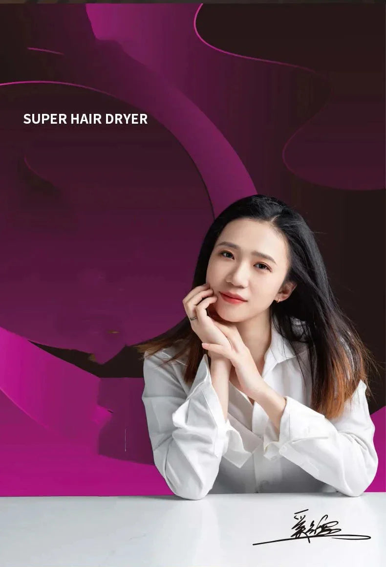 Professional Leafless Hair Dryer – Powerful Negative Ion Quick-Dry with 5 Attachments & Constant Anion Technology