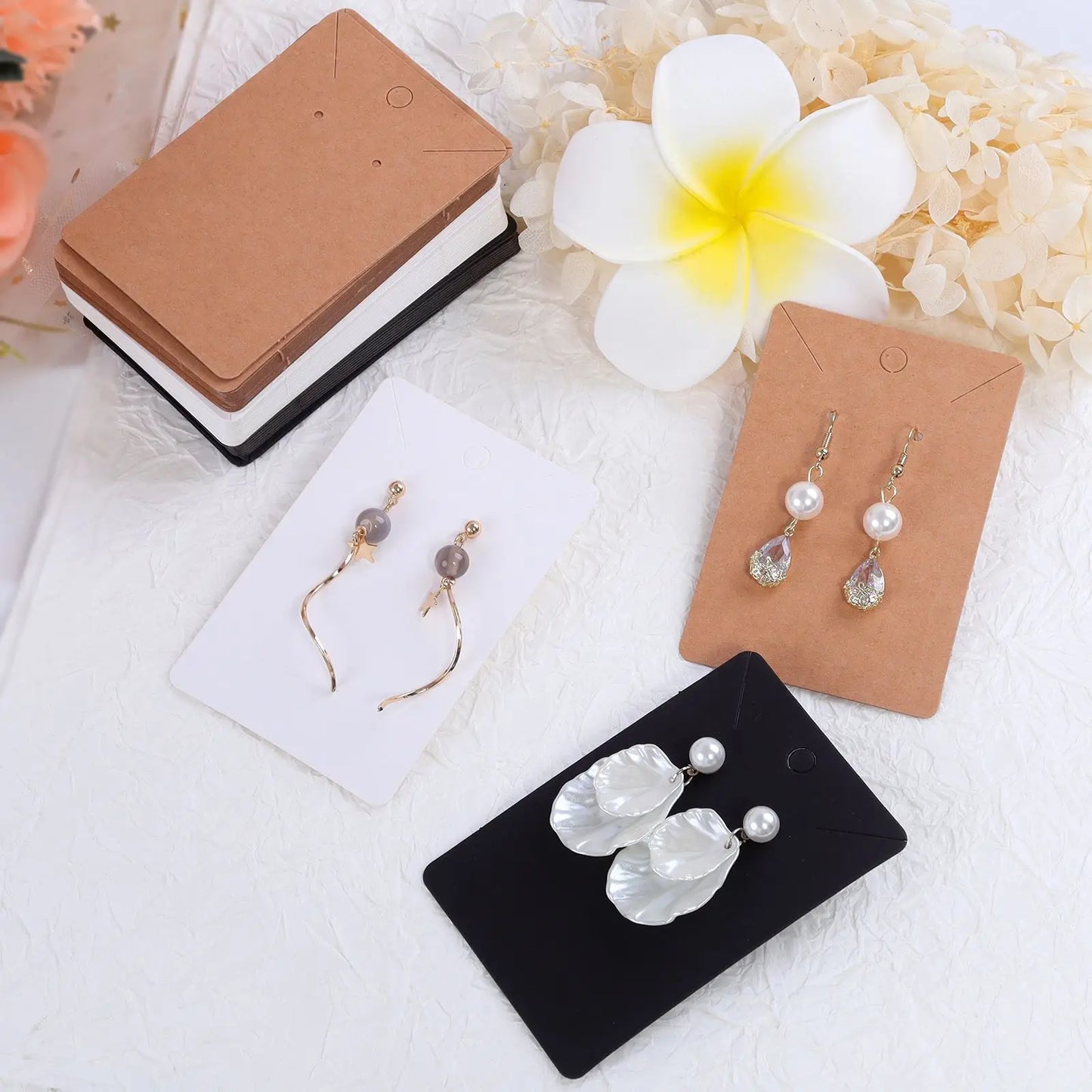 50PCS Jewelry Display Cards — Self-Seal Cardboard Hang Tags for Earrings & Necklaces, Jewelry Organizer Packaging