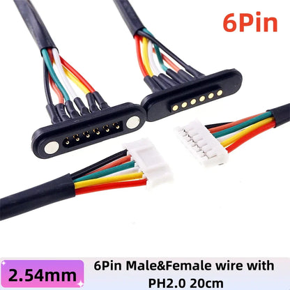 2A Waterproof Magnetic Pogo Pin Connector – 2.54mm Spring-Loaded DC Power Socket, 2-6 Positions