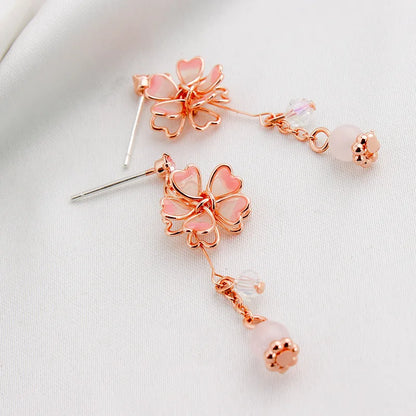 Pearl Moon Asymmetric Earrings - Butterfly Flower Zircon Drop Jewelry for Women Weddings