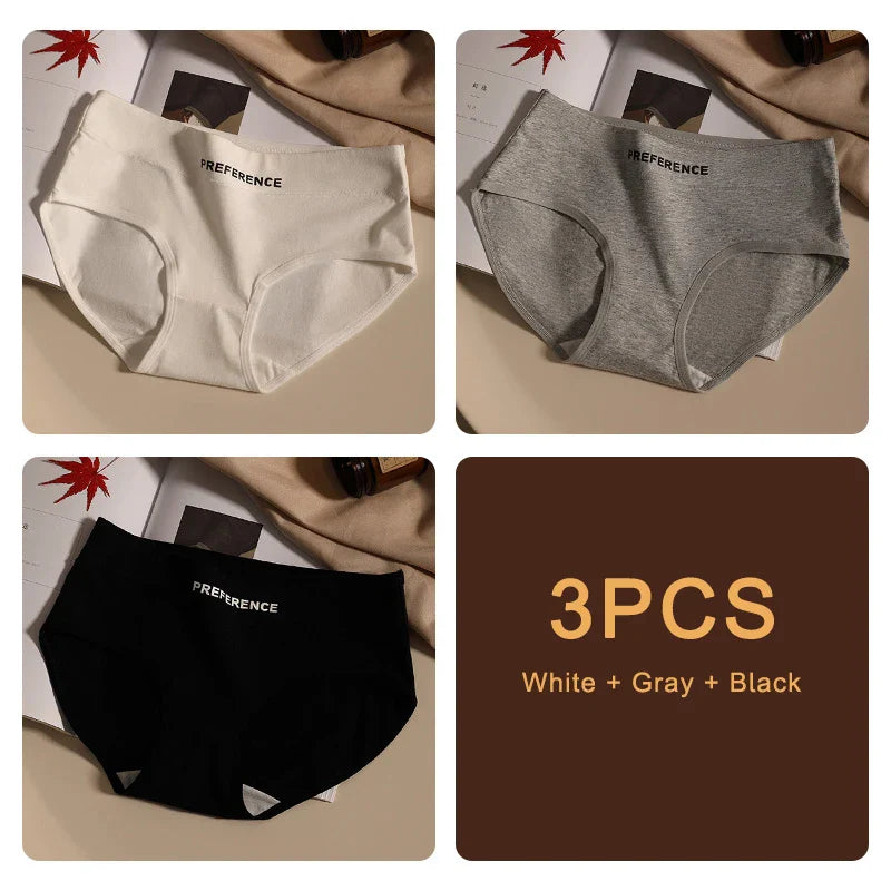 3PCS Seamless Women's Cotton Panties – Soft, Breathable, Large Size Sports Underwear Set