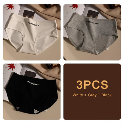 3PCS Seamless Women's Cotton Panties – Soft, Breathable, Large Size Sports Underwear Set