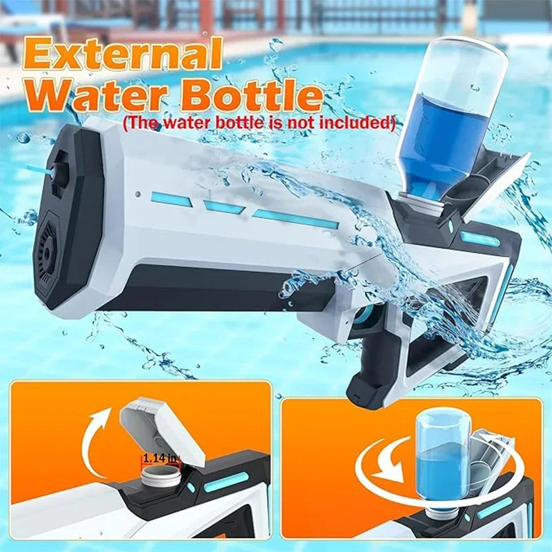 Electric Water Gun for Adults & Kids – Powerful Squirt Blaster with Automatic Water Suction, Summer Beach Toy