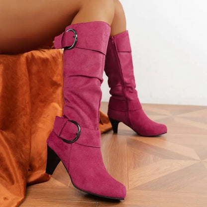 Women’s Knee-High Zipper Boots – Pointed Toe English-Style Fashion Shoes, Casual Plus Size 43