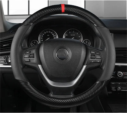 Fashion Universal Car Steering Wheel Cover — Breathable, Anti-Slip, 37-38cm Car Accessory