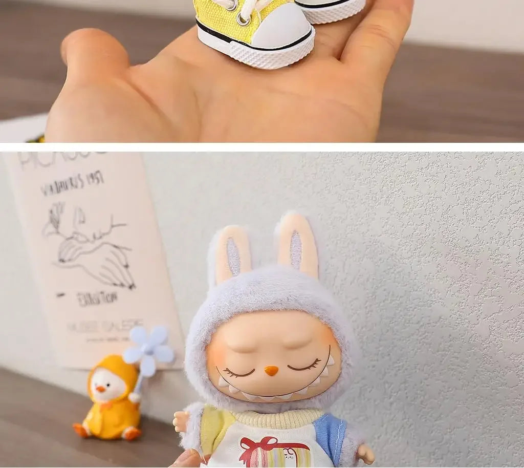 17cm LABUBU Cotton Doll Shoes - Casual Sports Footwear for Dolls, Accessories for Labubu Outfits (Only shoes)