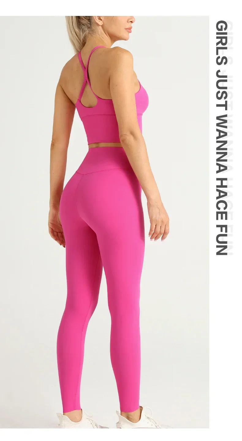 2-Piece Women’s Yoga Tracksuit – Athletic Pilates Fitness Set with Sports Bra & Leggings for Gym Workout