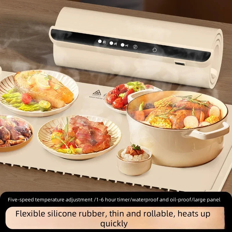 Foldable Electric Warming Tray – Portable Food Warmer Mat with 3-Temperature Fast Full-Surface Heating