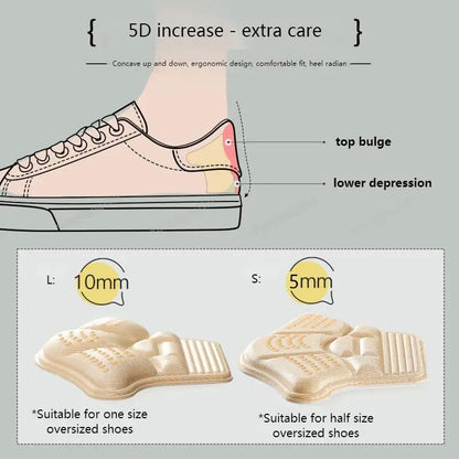 Heel Stickers and Protectors - Sneaker Insoles for Shrinking Size, Anti-Wear Feet Shoe Pads, High Heel Cushion Inserts with Adjustable Sizing