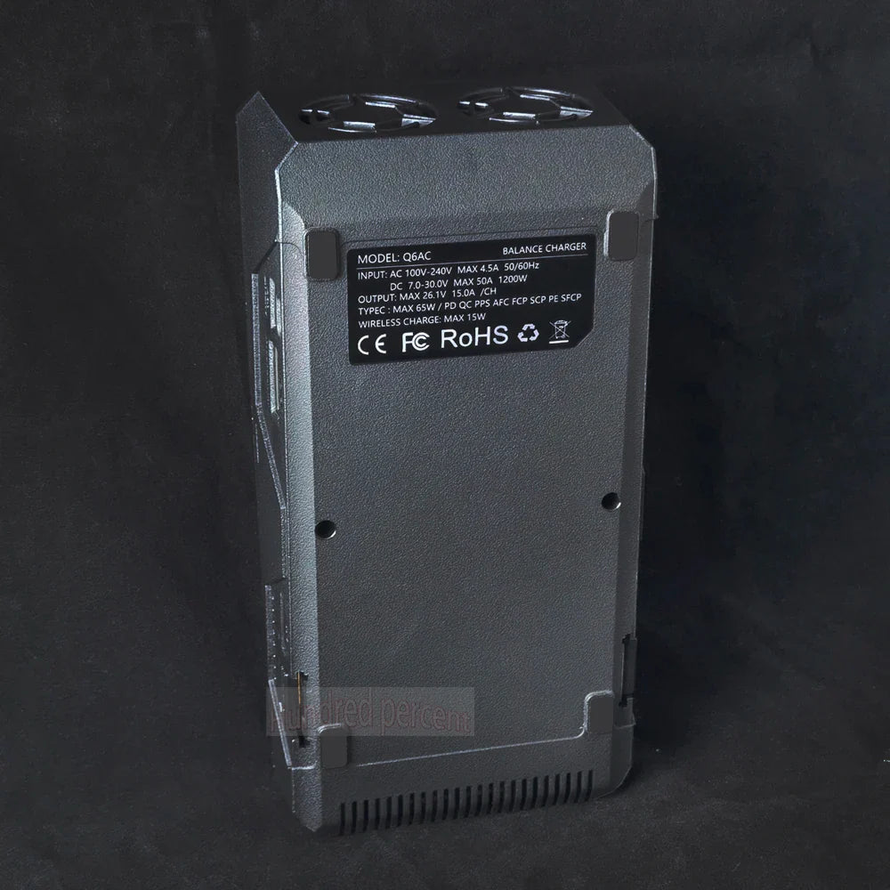 ToolkitRC Q6AC Charger — AC 400W/DC 1000W 4CH with USB A/Type-C, LiPo 1-6S, NiMH 1-16S, PB 1-10S, IPS Display