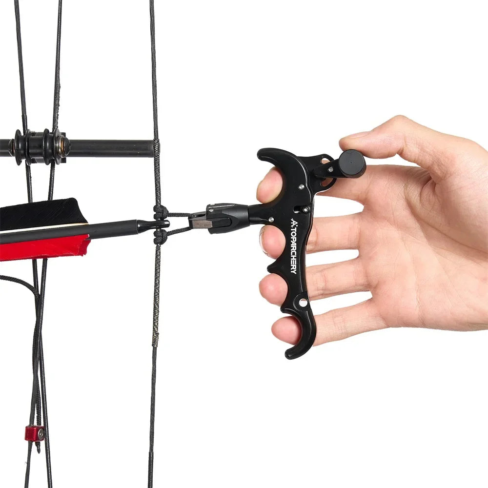 Toparchery Adjustable 4 Finger Compound Bow Release - Aluminum Aid for Archery Accessories, 360 Degree Rotation