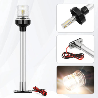 12V/24V LED Boat Navigation Light – 360° Fold Down Marine Signal Anchor Light for Yacht & Sailing