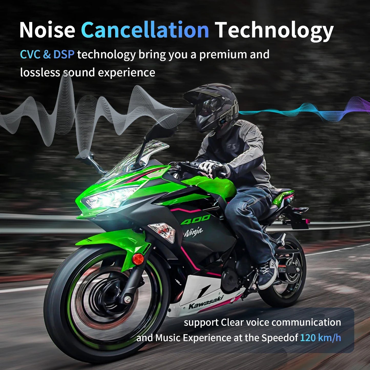 Fodsports FX-S Bluetooth Motorcycle Intercom — Wireless Helmet Headset with 1000M Range, BT5.4