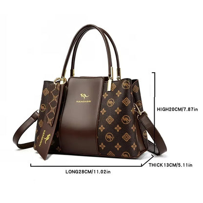 Luxury Fashion Print Women’s Handbag – Large Capacity Soft Leather Shoulder & Crossbody Designer Purse