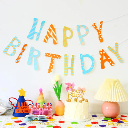 Colorful Happy Birthday Banner – Macaron, Dinosaur & Astronaut Flags for Birthday & Baby Shower Decorations